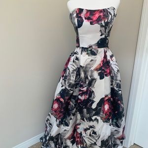 Floral strapless gown